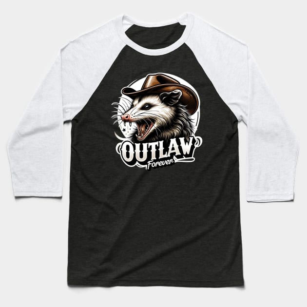 Possum Western Funny, Outlaw Forever Quote, Opossum Lover Baseball T-Shirt by ThatVibe